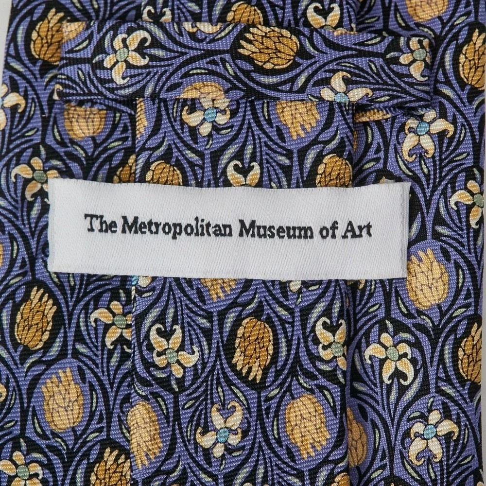 Metropolitan Museum of Art‎ Men's Silk Necktie Designer Floral Purple/Gold/Navy